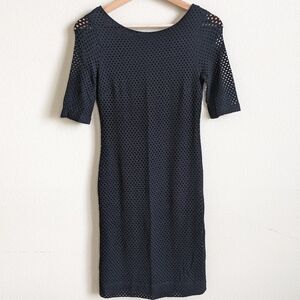 Banana Republic Eyelet Sheath Dress Black 00P Classic Work Date Night Feminine